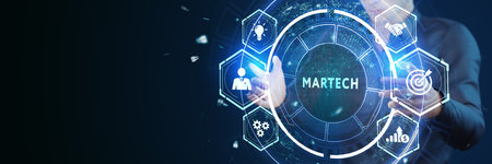 Martech marketing technology concept on virtual screen interface. Business, Technology, Internet and network concept.の写真素材