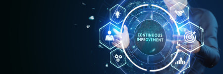 Business, technology, internet and network concept. Virtual screen of the future and sees the inscription: Continuous improvement.の写真素材