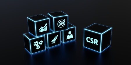 CSR abbreviation, modern technology concept. Business, Technology, Internet and network concept. 3d illustrationの写真素材