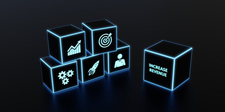 Increase revenue concept. Business, Technology, Internet and network concept. 3d illustrationの写真素材