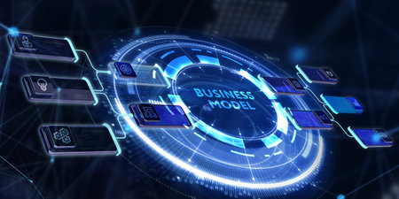Business, Technology, Internet and network concept. Shows the inscription: BUSINESS MODEL. 3d illustrationの写真素材