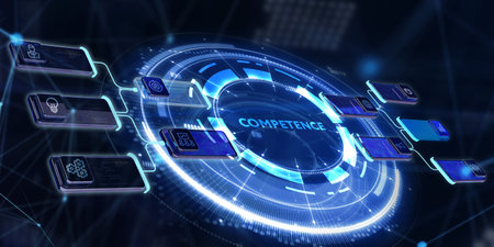 Business, Technology, Internet and network concept. Competence Skill Personal development. 3d illustrationの写真素材