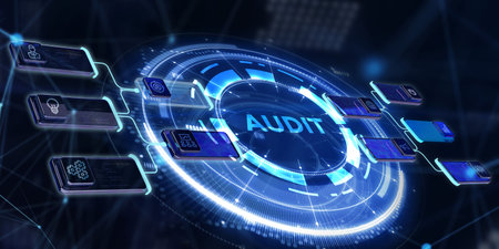 Business, Technology, Internet and network concept. Audit business and finance concept. 3d illustrationの写真素材