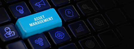 Asset management. Business, Technology, Internet and network concept. 3d illustrationの写真素材