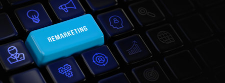 Business, technology, internet and network concept. Virtual screen of the future and sees the inscription: Remarketing. 3d illustrationの写真素材