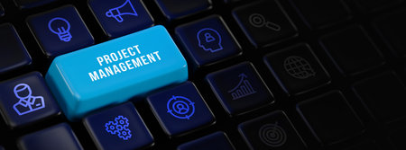Project management concept. Business, Technology, Internet and network concept. 3d illustrationの写真素材