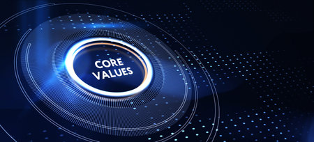Business, Technology, Internet and network concept. Core values responsibility ethics goals company concept. 3d illustrationの写真素材