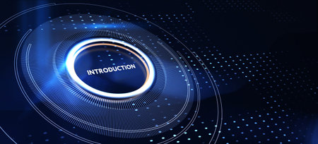 Business, technology, internet and network concept. Virtual screen of the future and sees the inscription: Introduction. 3d illustrationの写真素材