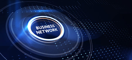 Business, Technology, Internet and network concept. Online Business Network. 3d illustrationの写真素材