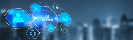 Business, Technology, Internet and network concept. Job Search human resources recruitment career. 3d illustrationの写真素材