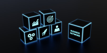 Business, Technology, Internet and network concept. Online Business Network. 3d illustrationの写真素材