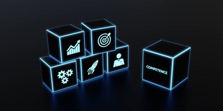 Business, Technology, Internet and network concept. Competence Skill Personal development. 3d illustrationの写真素材