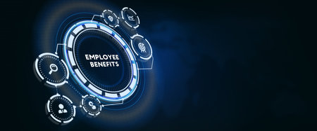 Business, Technology, Internet and network concept. Shows the inscription: EMPLOYEE BENEFITS. 3d illustrationの写真素材