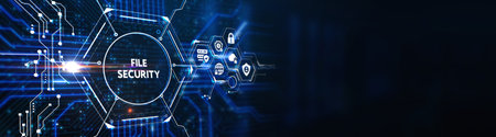 Business, Technology, Internet and network security. file security. 3d illustrationの写真素材