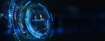Business, Technology, Internet and network concept. Outsourcing human resources. 3d illustrationの写真素材