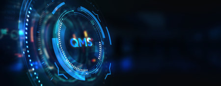 Quality management system business and industrial technology concept. QMS. 3d illustrationの写真素材