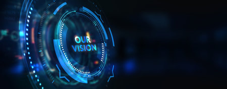 Business, technology, internet and network concept. Virtual screen of the future and sees the inscription: Our vision. 3d illustrationの写真素材