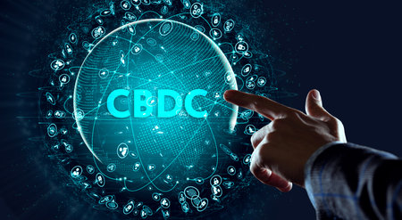 CBDC Central Bank Digital Currency Concept. 3d illustrationの写真素材