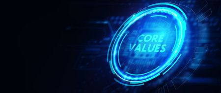 Business, Technology, Internet and network concept. Core values responsibility ethics goals company concept. 3d illustrationの写真素材