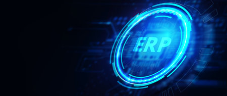 Business, Technology, Internet and network concept. Enterprise resource planning ERP concept. 3d illustrationの写真素材
