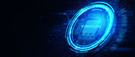 Concept for business workflow, management and procedures. 3d illustrationの写真素材