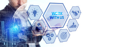 WORK WITH US. Business, Technology, Internet and network concept.の写真素材