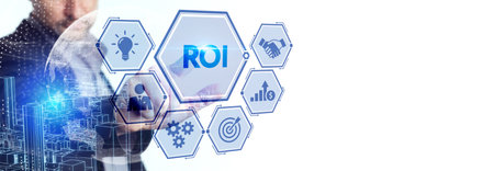 ROI Return on investment financial growth concept. Business, Technology, Internet and network concept.の写真素材