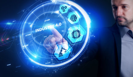 Industry 4.0 Cloud computing, physical systems, IOT, cognitive computing industry.の写真素材