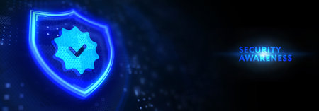 Inscription Security Awareness. Information Security Skills Management Service. 3d illustrationの写真素材