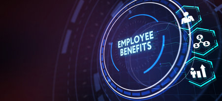 Business, Technology, Internet and network concept. Shows the inscription: EMPLOYEE BENEFITS. 3d illustrationの写真素材