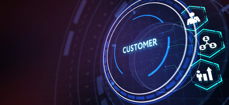 Customer service and care, patron protection, customer personalization. 3d illustrationの写真素材