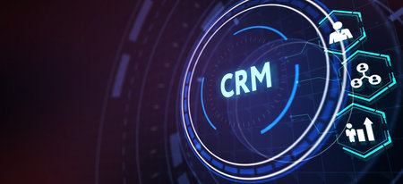 Business, Technology, Internet and network concept. CRM Customer Relationship Management. 3d illustrationの写真素材