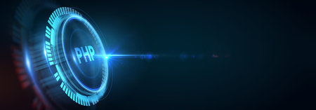 Business, Technology, Internet and network concept. PHP abbreviation. Modern technology concept. 3d illustrationの写真素材