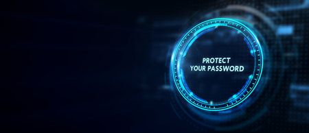 Secure internet access and personal information security. PROTECT YOUR PASSWORD. 3d illustrationの写真素材