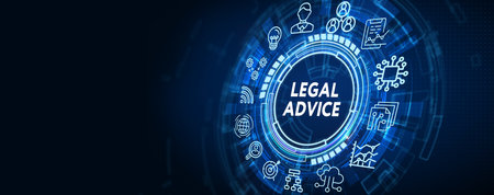 Business, Technology, Internet and network concept. Labor law, Lawyer, Attorney at law, Legal advice concept on virtual screen. 3d illustrationの写真素材