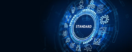 Standard quality control. Certification. Business, technology, internet and networking concept. 3d illustrationの写真素材