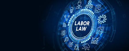 Business, Technology, Internet and network concept. Labor Law Lawyer Legal. 3d illustrationの写真素材