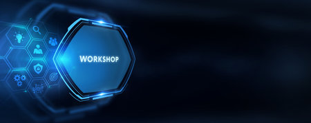 Business, Technology, Internet and network concept. Webinar e-learning. training concept. 3d illustrationの写真素材