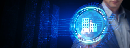 Business, Technology, Internet and network concept. Property management real estate mortgage rent buy concept.の写真素材
