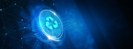 Green technology renewable energy eco friendly ecology saving zero waste. 3d illustrationの写真素材