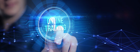 Business, Technology, Internet and network concept. Coaching mentoring education business training development E-learning concept.の写真素材