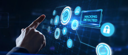 Hacking Detected. Concept meaning activities that seek to compromise affairs are exposed Entering New Programming Codes.の写真素材