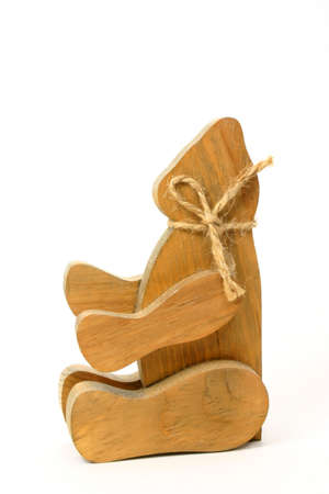 Wooden Bear Over Whiteの写真素材