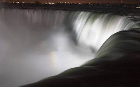 Niagara Falls Horseshoe Falls at nightの写真素材