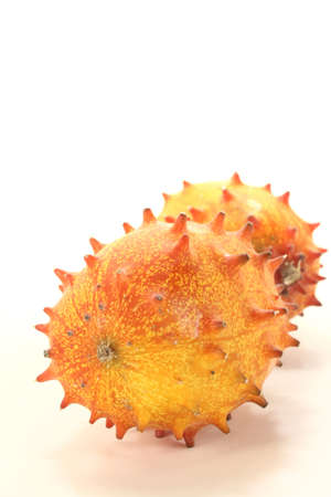 fresh orange Kiwano on a light backgroundの写真素材