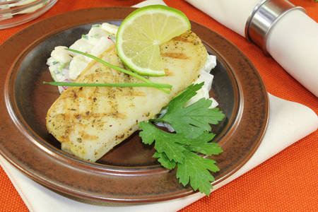hake with lime, parsley, chives and potato salad