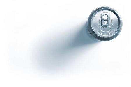 Closed aluminum beer can isolated on white background