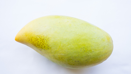 yellow Mango fruit isolated on white backgroundの写真素材