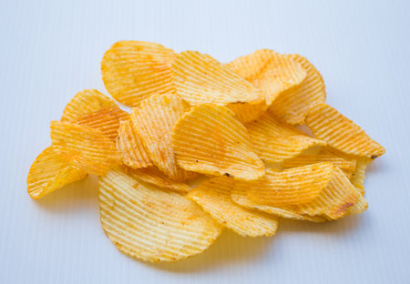 Potato chips white backgroundの写真素材