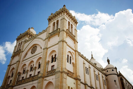Cathedral of Saint-Louis of Carthage located in Carthage, Tunis, Tunisia  It is an old Roman Catholic Cathedral situated near the Carthage National Museum on the hill of Byrsa の写真素材